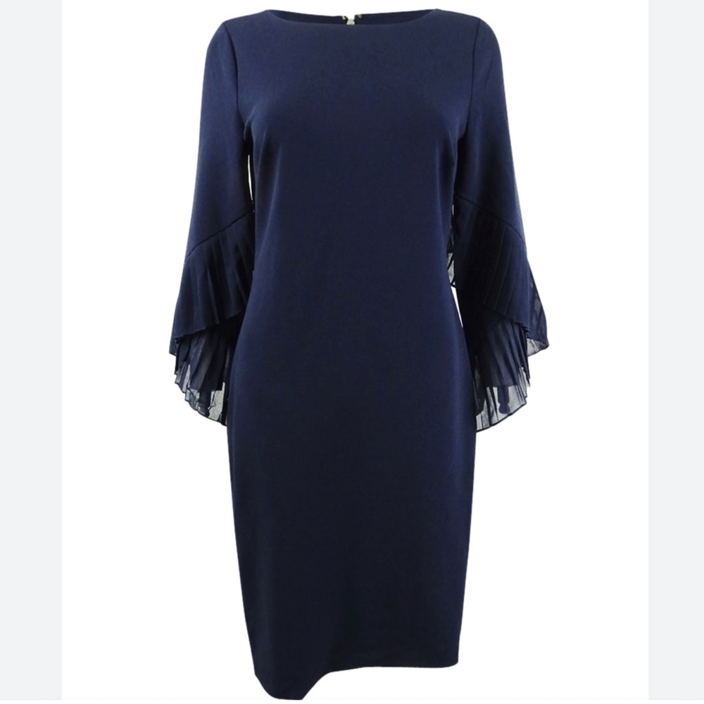 DKNY Pleated Bell Sleeve Sheath Dress 10 NWT - Picture 1 of 11